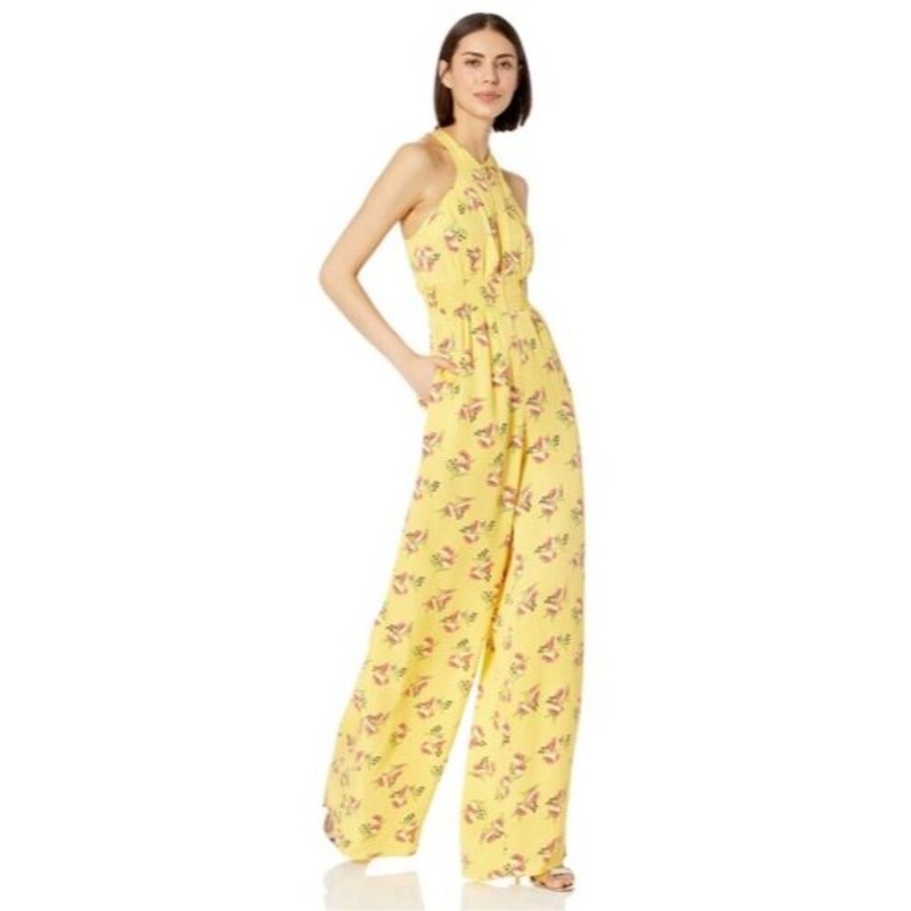 Jill Stuart NWT Louise Floral Jacquard Jumpsuit in Yellow size 14